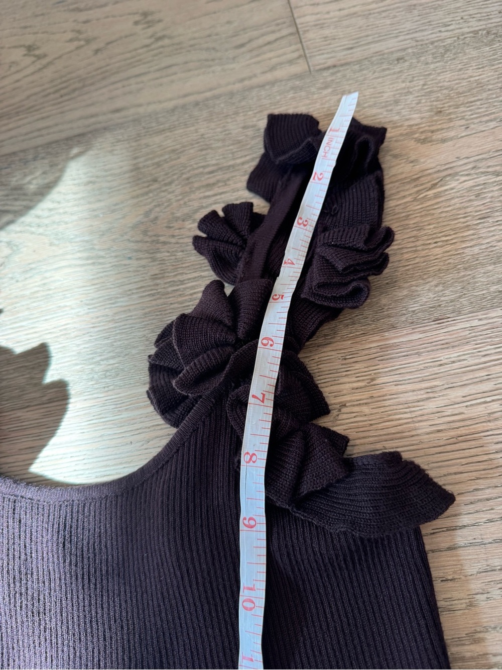 Caroline Constas Black Ruffle Strap Ribbed Tank - Picture 6 of 9
